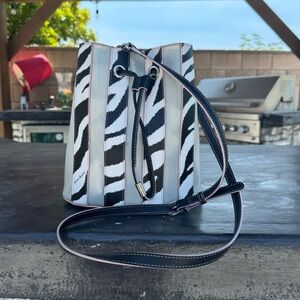 Karl Lagerfeld Stylish Zebra Print Bucket Bag nwt